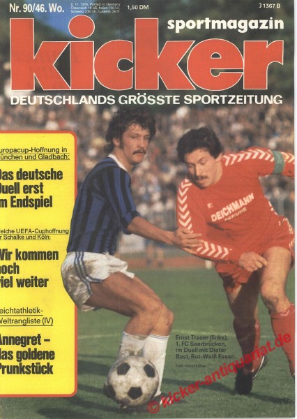 Kicker Sportmagazin Nr. 90, 8.11.1976 bis 14.11.1976