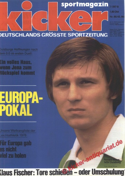 Kicker Sportmagazin Nr. 86, 23.10.1978 bis 29.10.1978