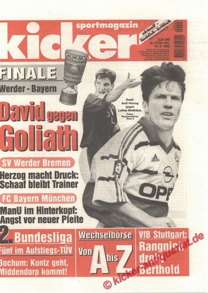 Kicker Sportmagazin Nr. 47, 10.6.1999 bis 16.6.1999