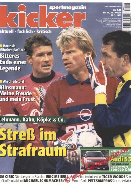 Kicker Sportmagazin Nr. 40, 17.5.1999 bis 23.5.1999