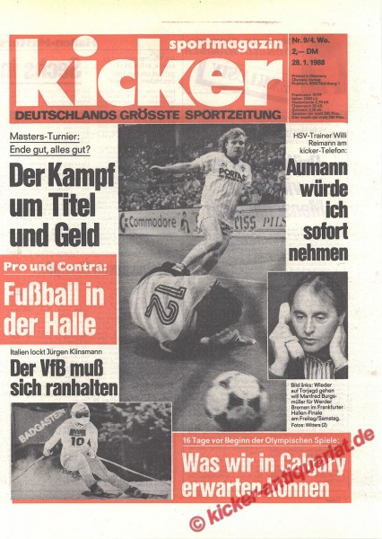 Kicker Sportmagazin Nr. 9, 28.1.1988 bis 3.2.1988