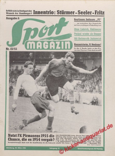 Sportmagazin Zeitung vom 28. März 1955 bis 5.4.1955