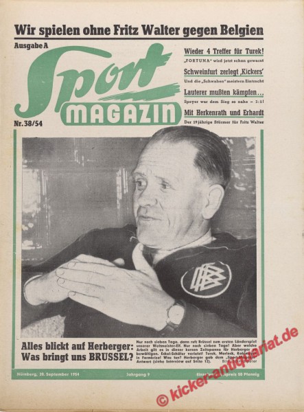 Sportmagazin Nr. 38A, 20.9.1954 bis 26.9.1954