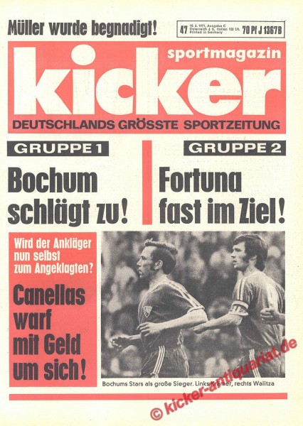 Kicker Sportmagazin Nr. 47, 10.6.1971 bis 16.6.1971