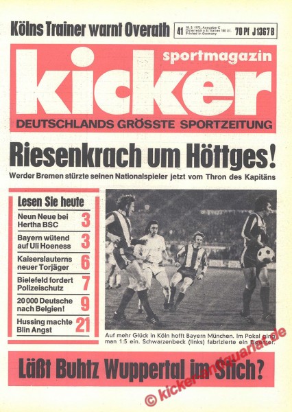 Kicker Sportmagazin Nr. 41, 18.5.1972 bis 24.5.1972