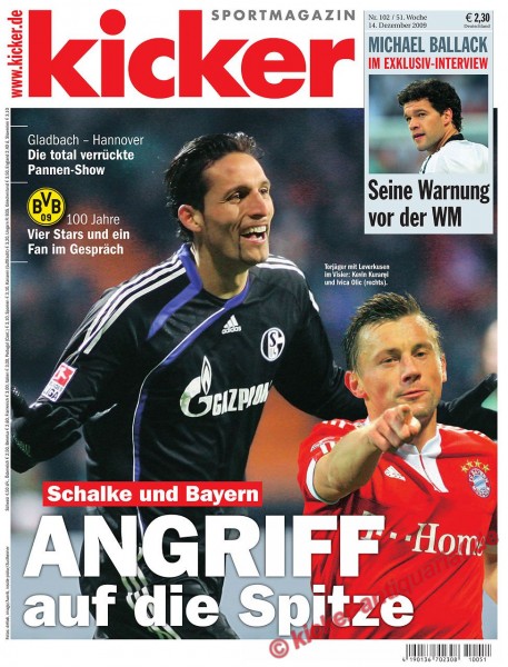 Kicker Sportmagazin Nr. 102, 14.12.2009 bis 20.12.2009