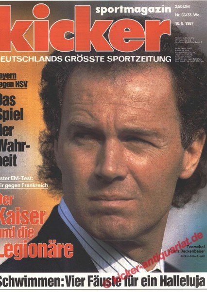 Kicker Sportmagazin Nr. 66, 10.8.1987 bis 16.8.1987