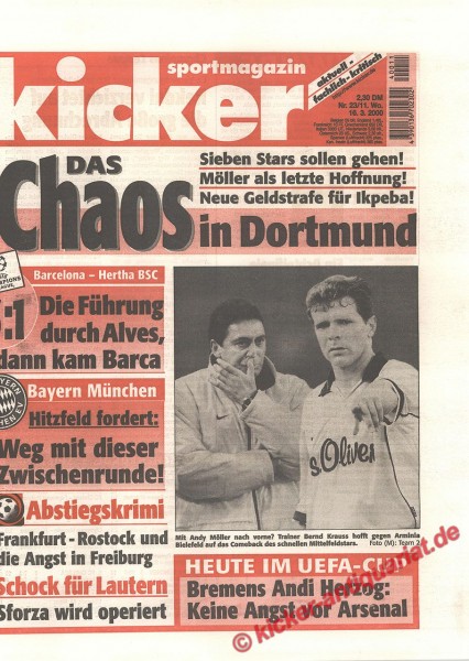 Kicker Sportmagazin Nr. 23, 16.3.2000 bis 22.3.2000