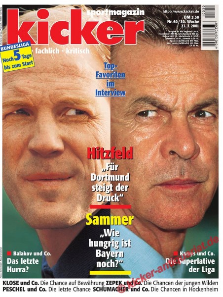 Kicker Sportmagazin Nr. 60, 23.7.2001 bis 29.7.2001