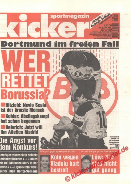 Kicker Sportmagazin Nr. 89, 30.10.1997 bis 5.11.1997