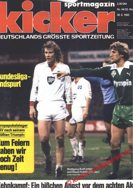 Wolfgang Rolff (Hamburger SV) und Klaus Fichtel (Werder Bremen)