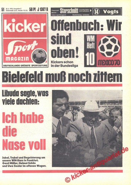 Kicker Sportmagazin Nr. 51, 25.6.1970 bis 1.7.1970