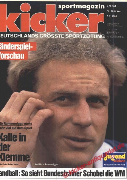 Kicker Sportmagazin Nr. 12, 3.2.1986 bis 9.2.1986