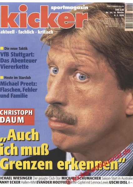 Kicker Sportmagazin Nr. 20, 8.3.1999 bis 14.3.1999
