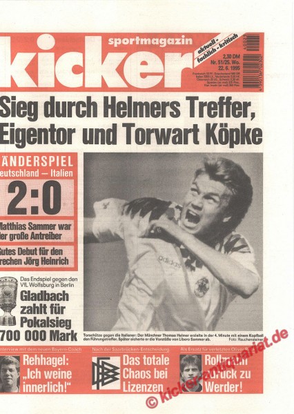 Kicker Sportmagazin Nr. 51, 22.6.1995 bis 28.6.1995