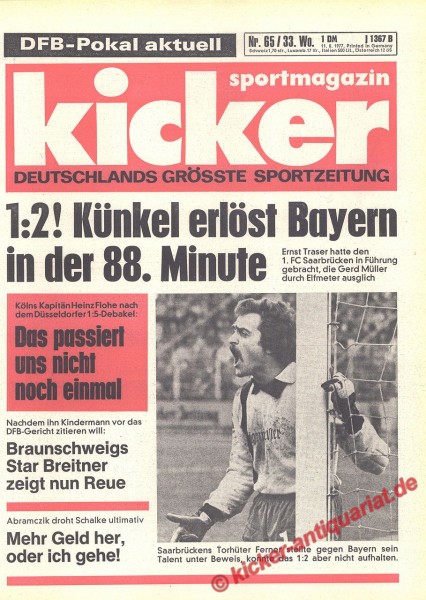 Kicker Sportmagazin Nr. 65, 11.8.1977 bis 17.8.1977