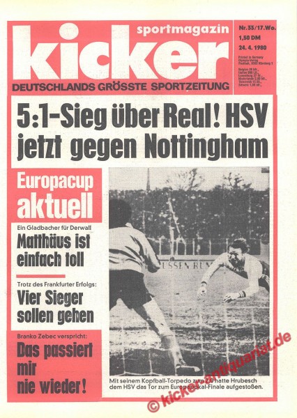 Kicker Sportmagazin Nr. 33, 24.4.1980 bis 30.4.1980