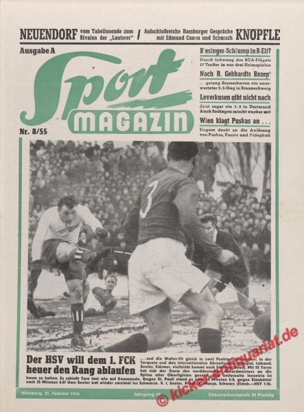 Original alte Zeitung Kicker - das Sportmagazin vom 21.2.1955 bis 27.2.1955 zum Geburtstag!