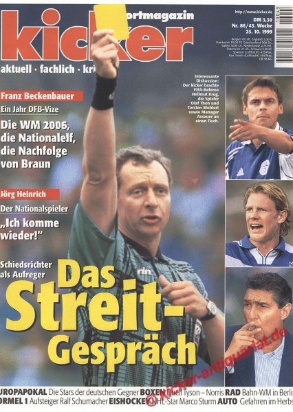 Kicker Sportmagazin Nr. 86, 25.10.1999 bis 31.10.1999
