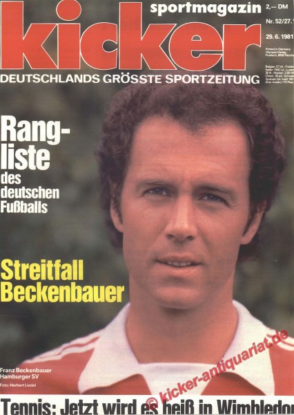 Kicker Sportmagazin Nr. 52, 29.6.1981 bis 5.7.1981