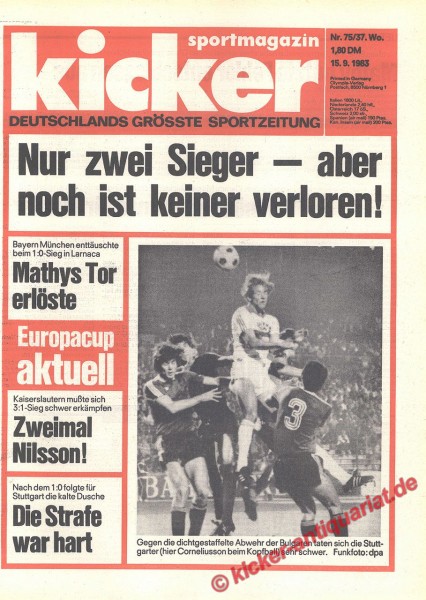 Kicker Sportmagazin Nr. 75, 15.9.1983 bis 21.9.1983