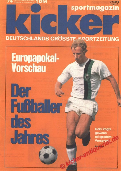 Kicker Sportmagazin Nr. 74, 13.9.1971 bis 19.9.1971