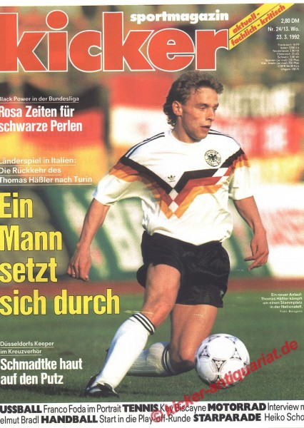 Kicker Sportmagazin Nr. 24, 23.3.1992 bis 29.3.1992