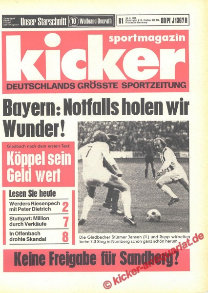 Kicker Sportmagazin Nr. 61, 26.7.1973 bis 1.8.1973