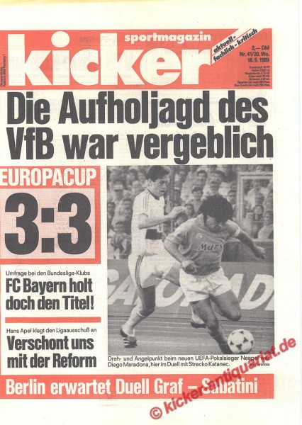 Kicker Sportmagazin Nr. 41, 18.5.1989 bis 24.5.1989