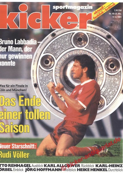 Deutscher Fußball Meister 1991: 1. FC Kaiserslautern mit Bruno Labbadia
