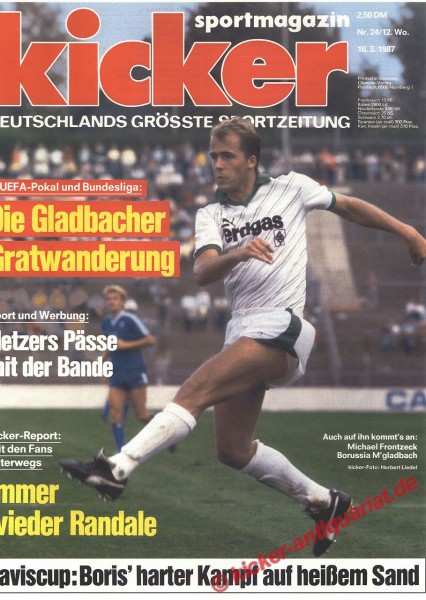 Kicker Sportmagazin Nr. 24, 16.3.1987 bis 22.3.1987