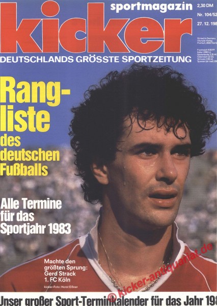 Kicker Sportmagazin Nr. 104, 27.12.1982 bis 2.1.1983