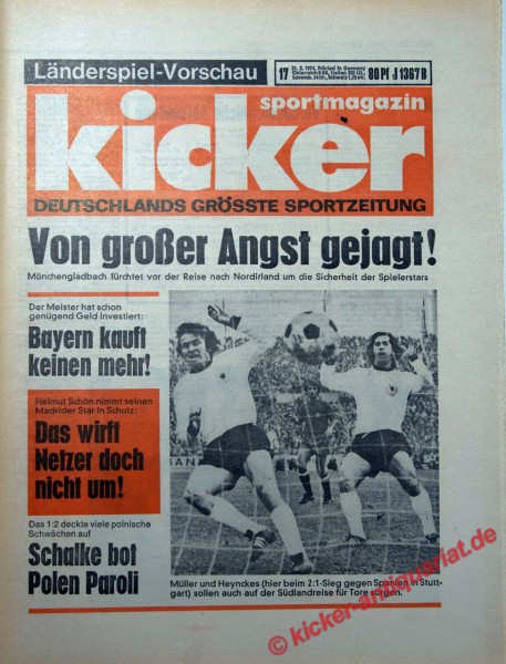 Kicker Sportmagazin Nr. 17, 21.2.1974 bis 27.2.1974