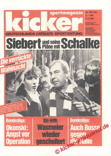 Kicker Sportmagazin Nr. 13, 5.2.1987 bis 11.2.1987