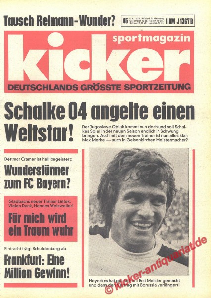 Kicker Sportmagazin Nr. 45, 5.6.1975 bis 11.6.1975