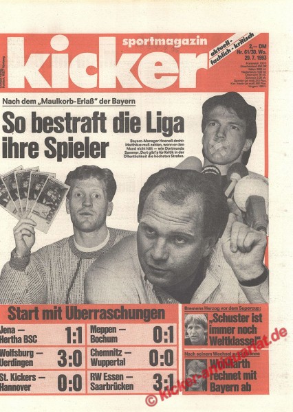 Kicker Sportmagazin Nr. 61, 29.7.1993 bis 4.8.1993