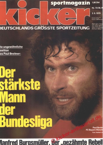 Kicker Sportmagazin Nr. 72, 3.9.1979 bis 9.9.1979