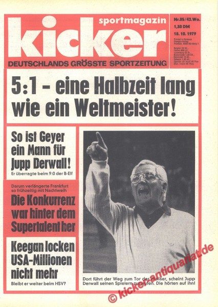 Kicker Sportmagazin Nr. 85, 18.10.1979 bis 24.10.1979