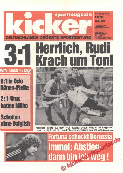 Kicker Sportmagazin Nr. 41, 15.5.1986 bis 21.5.1986