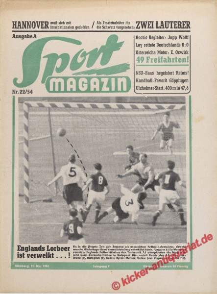 Sportmagazin Nr. 22A, 31.5.1954 bis 6.6.1954