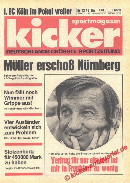 Kicker Sportmagazin Nr. 13, 10.2.1977 bis 16.2.1977