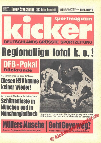 Kicker Sportmagazin Nr. 103, 21.12.1972 bis 27.12.1972