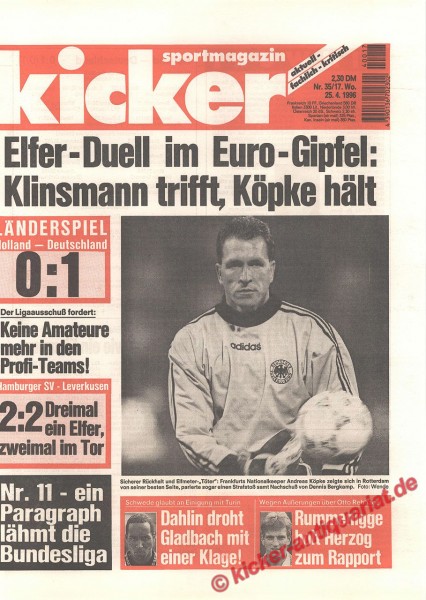 Kicker Sportmagazin Nr. 35, 25.4.1996 bis 1.5.1996