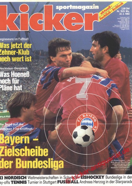 Kicker Sportmagazin Nr. 16, 22.2.1993 bis 28.2.1993