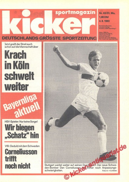 Kicker Sportmagazin Nr. 63, 4.8.1983 bis 10.8.1983