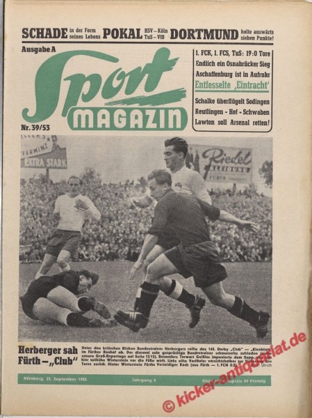 Sportmagazin Nr. 39A, 23.9.1953 bis 29.9.1953