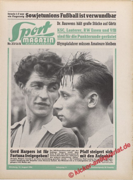 Sportmagazin Nr. 33A, 13.8.1956 bis 19.8.1956