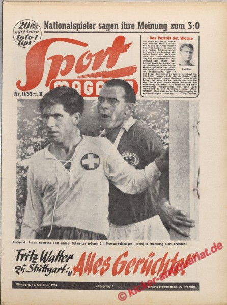 Sportmagazin Nr. 11B, 15.10.1953 bis 21.10.1953