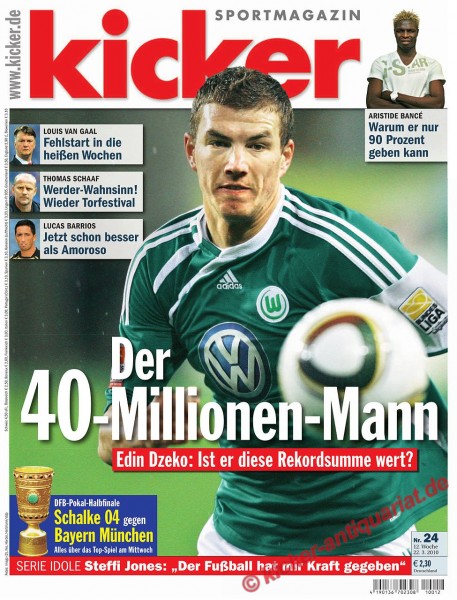 Kicker Sportmagazin Nr. 24, 22.3.2010 bis 28.3.2010