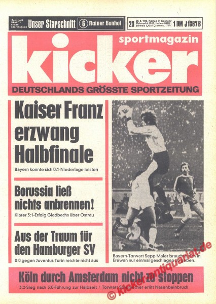 Kicker Sportmagazin Nr. 23, 20.3.1975 bis 26.3.1975